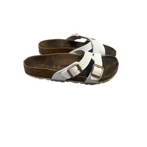BIRKENSTOCK Yao Balance Birko-flor® Women's Sandals Mules, White/Gold‎ Sz 37/6.5